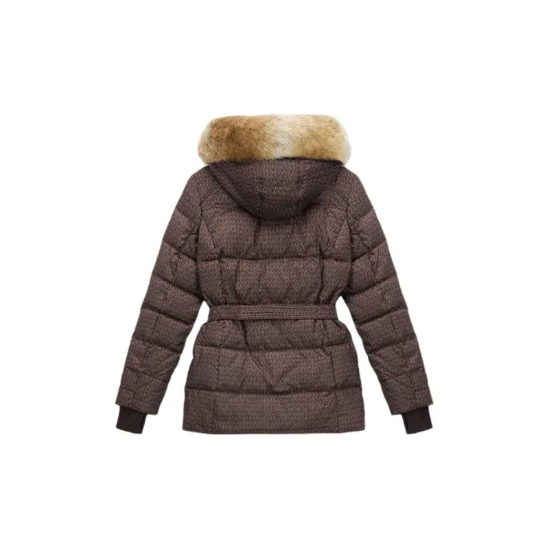 MICHAEL KORS Faux Fur Trim Quilted Belted Puffer Jacket-1