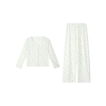 Sleep Students Dormitory Home Outerwear Ready Pajama Set Women's White