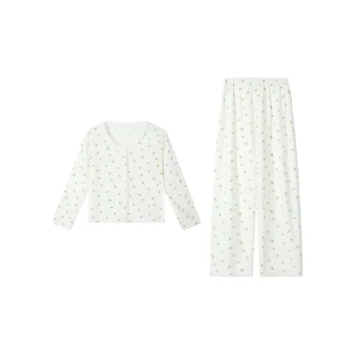 Sleep Students Dormitory Home Outerwear Ready Pajama Set Women's White