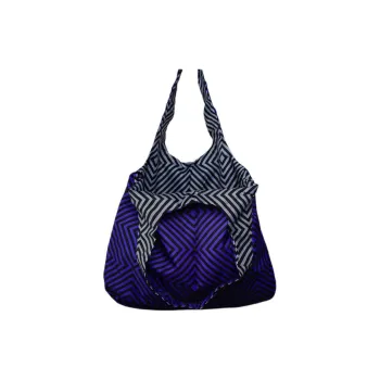 GAGA EQUIPMENT Nylon Tote Bag Shopping Bag Handbag Shoulder Bag Large Size Unisex Purple Gray Diamond Pattern