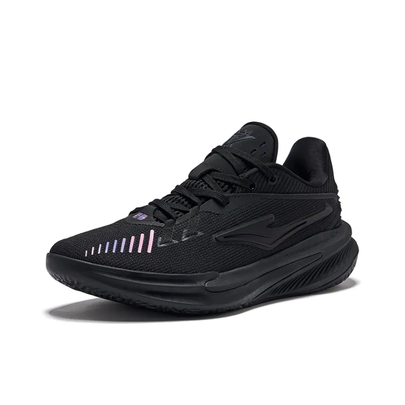 Erke Fearless 2.0 Cushioning Support Wear Resistant Slip Resistant Low Top Basketball Shoes Men's Jet Black-2