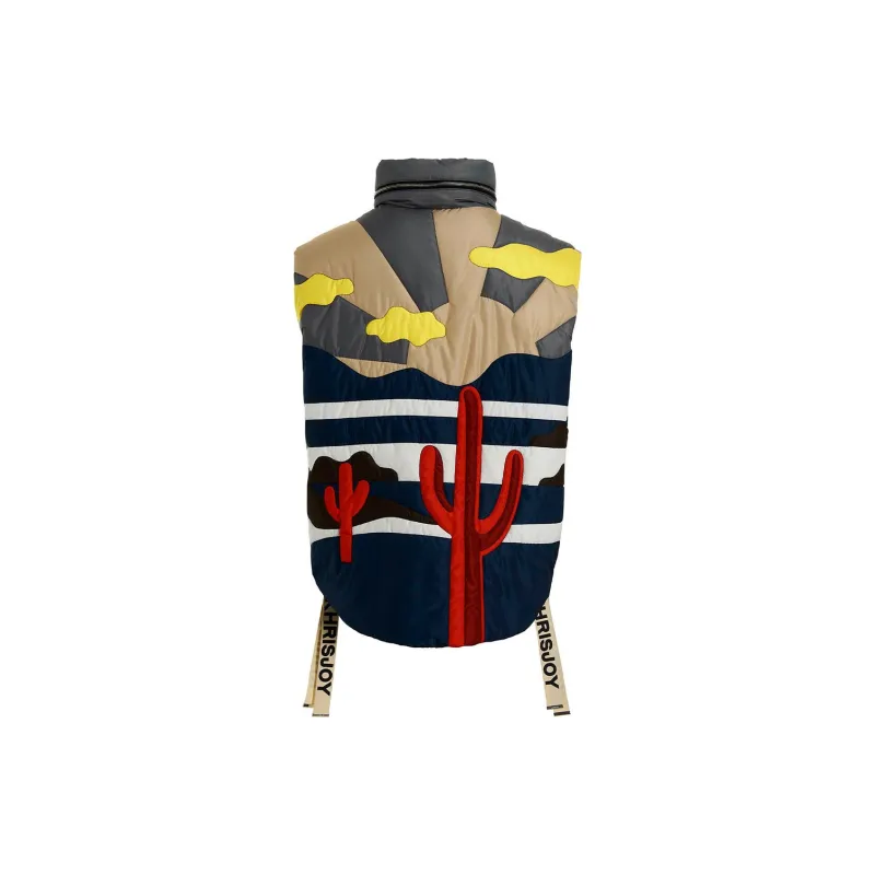 KHRISJOY Patchwork Zip Up Padded Vest-1