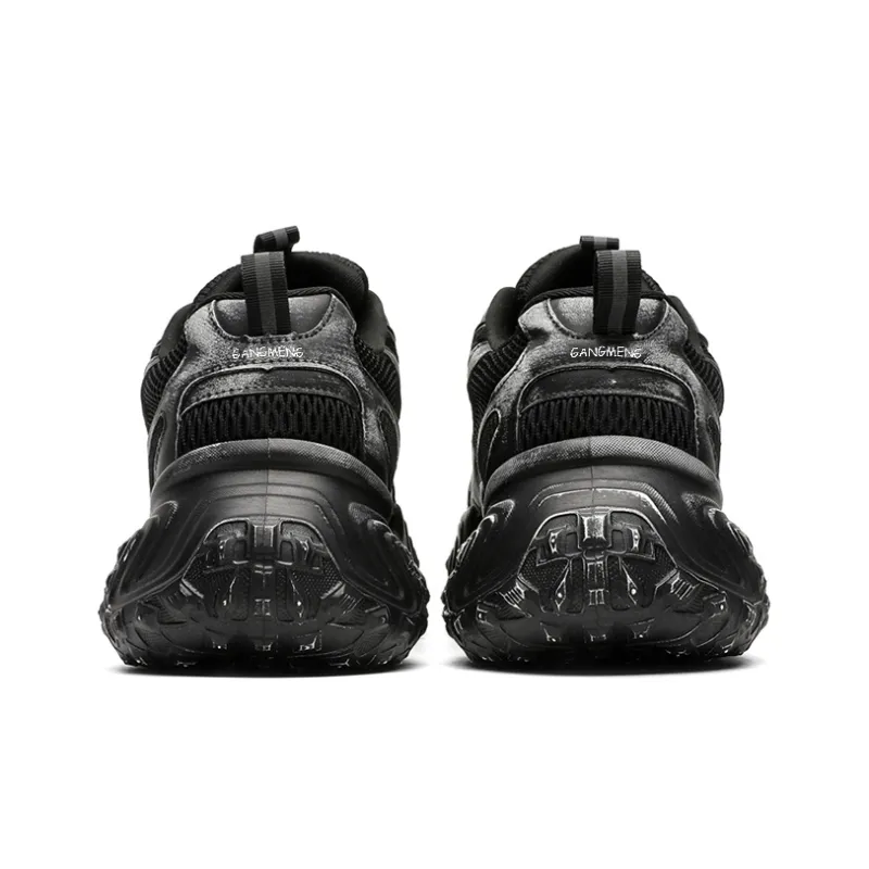 Hong Kong Meng Wear Resistant Height Increasing Slip Resistant Low Top Chunky Sneakers Unisex Black-5
