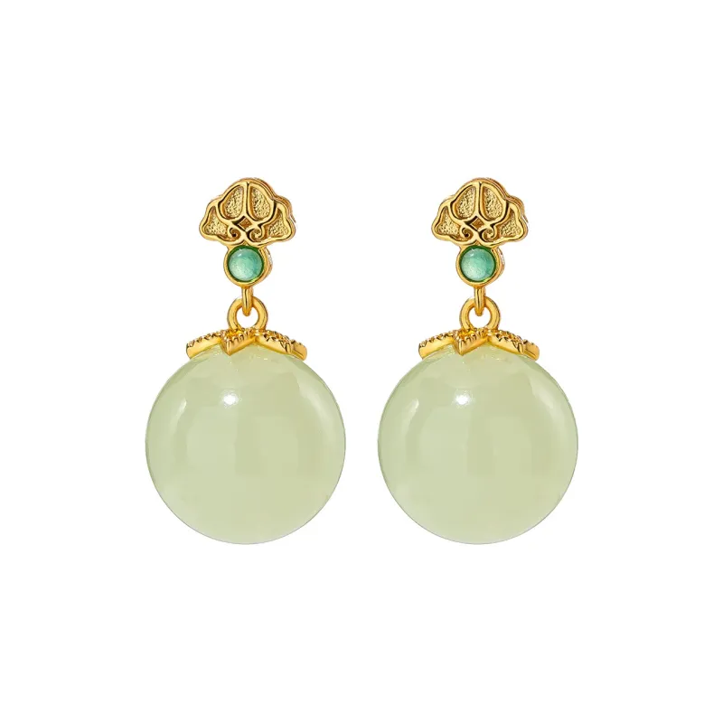 Encounter Gift Earrings Pale Greenish White Jade Women's-5