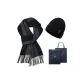 Ink Dotted-Ink Black Scarf+Black Beanie