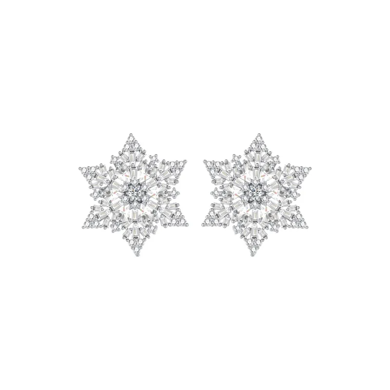 YPYN Alloy Stud Earrings Women's White Gold-0