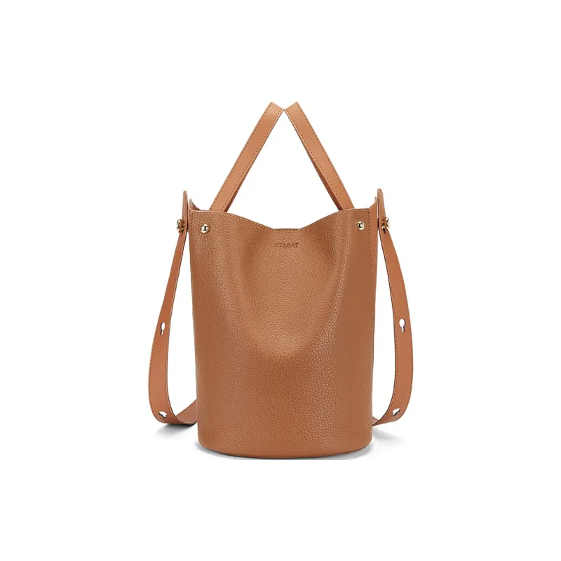 ST&SAT Synthetic Leather Shoulder Bag, Bucket Bag, Handbag Women's Coffee/Red Brown/Green-8
