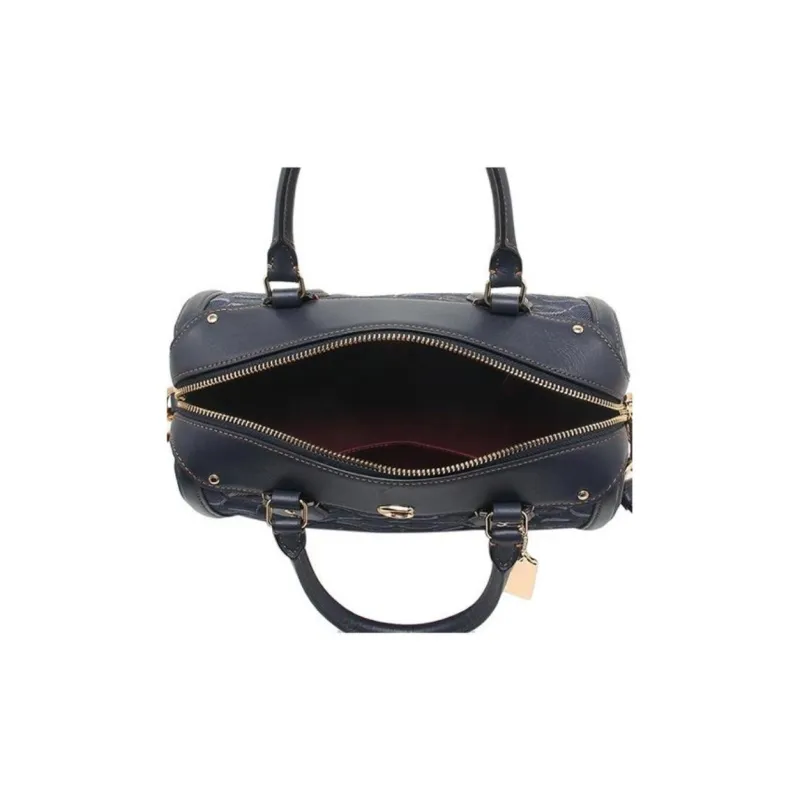 COACH Ivie Iconic Denim And Exquisite Calfskin Crossbody Bag Medium Size Unisex Denim Blue With Black Accents-6