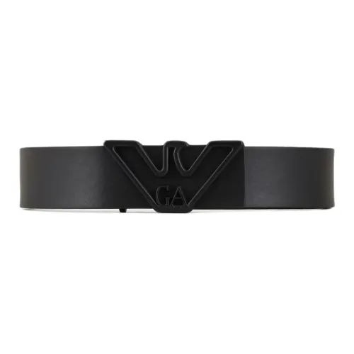 EMPORIO ARMANI Smooth Leather Belt With Eagle Plate