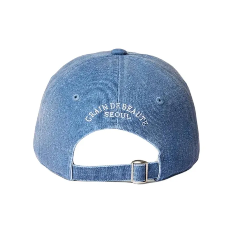 GRAIN DE BEAUTE Cotton Baseball Caps Unisex Denim Blue-2