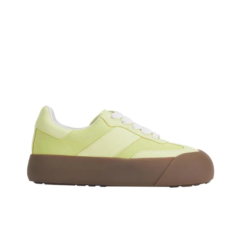 GOOD BAI Anti Slip Wear Resistant Low Top Casual Shoes Unisex Light Yellow Green-1