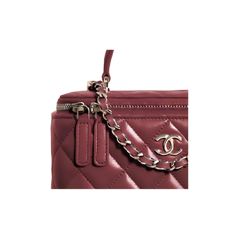 CHANEL 22A Early Autumn Sheepskin Box Bag, Handbag, Crossbody Bag, Shoulder Bag Women's Burgundy-2
