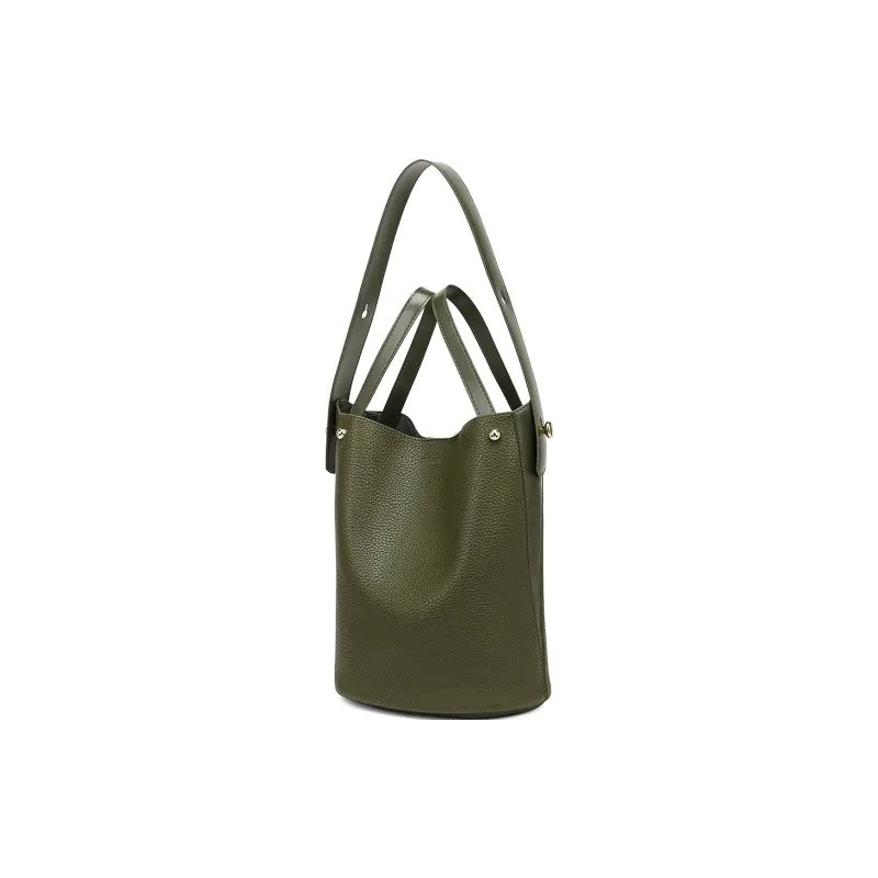 ST&SAT Synthetic Leather Shoulder Bag, Bucket Bag, Handbag Women's Coffee/Red Brown/Green-11