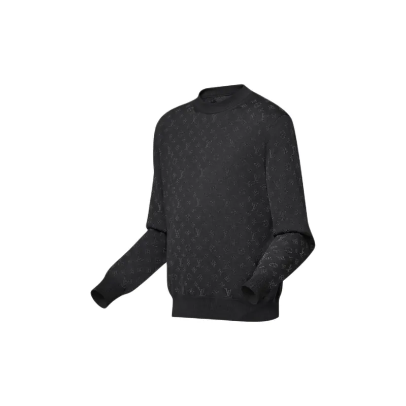 LOUIS VUITTON Monogram Embellished Wool Evening Crewneck-2