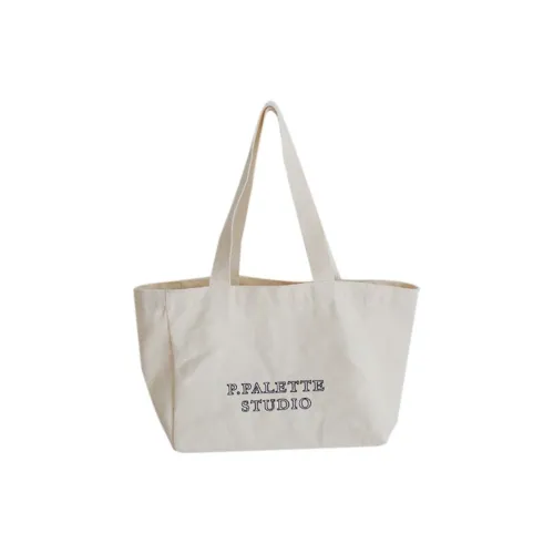 P.palette Cotton Tote Bag Shopping Bag Handbag Women's Ivory White