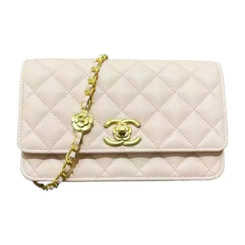 CHANEL WOC Grain Embossed Calfskin Wallet, Shoulder Bag, Crossbody Bag Women's Light Pink-0