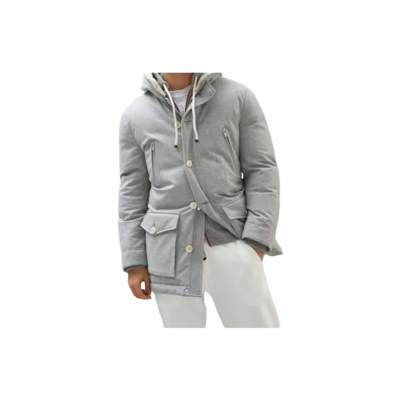 Brunello Cucinelli Coat Men's Light Gray-3