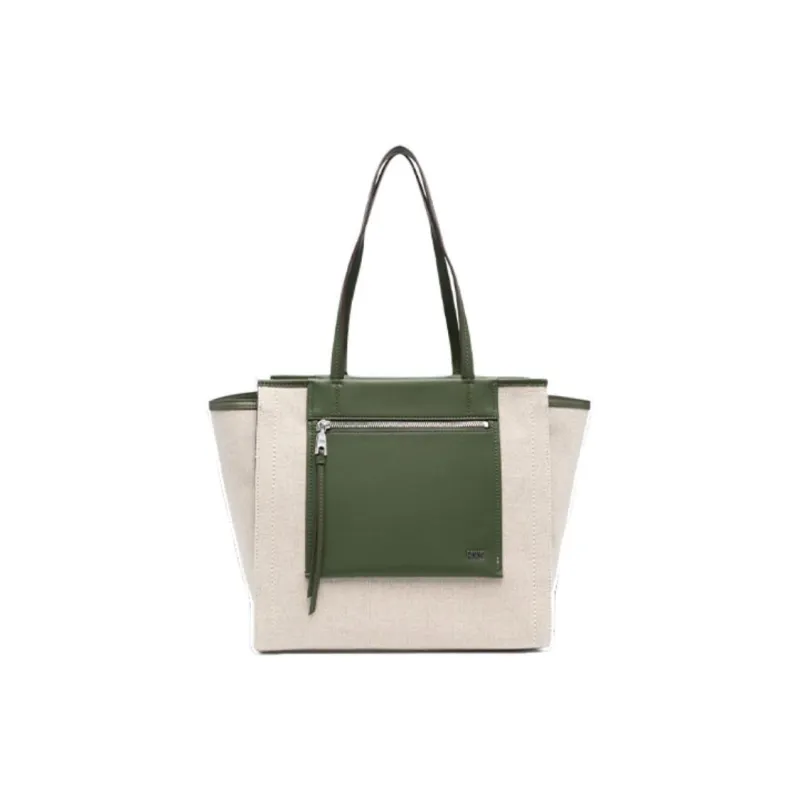 DKNY Cotton With Calfskin Tote Bag Shopping Bag Shoulder Bag Handbag Women's Olive Green-0
