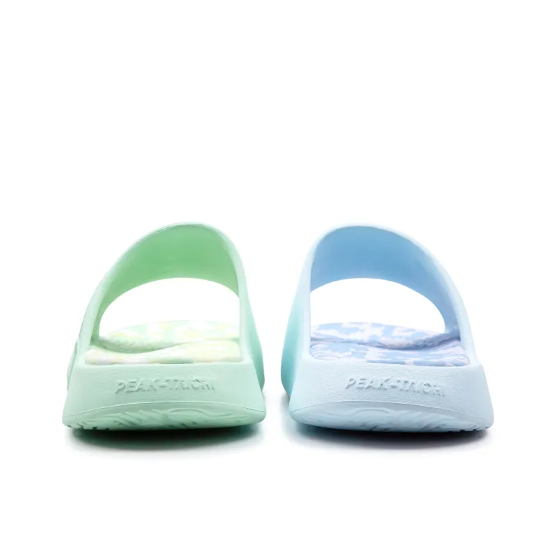 PEAK Tai Ji1.0 Odor Resistant Abrasion Resistant Cushioning Slide Slippers Unisex Blue Green Mismatched-3