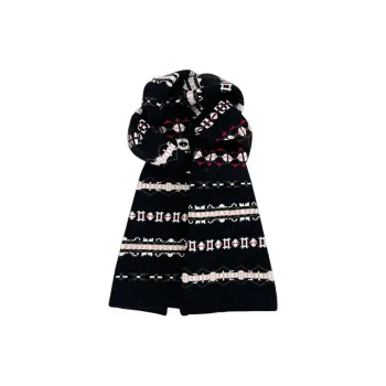 PISHUSHU Core Spun Yarn Knit Scarves Unisex Black