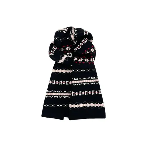 PISHUSHU Core Spun Yarn Knit Scarves Unisex Black