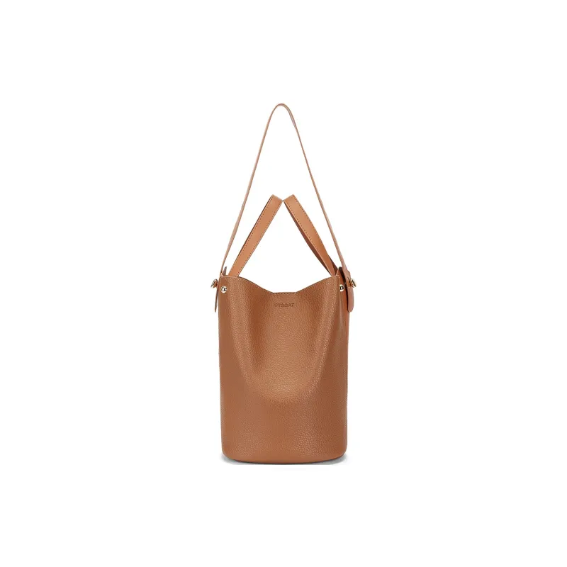 ST&SAT Synthetic Leather Shoulder Bag, Bucket Bag, Handbag Women's Coffee/Red Brown/Green-7
