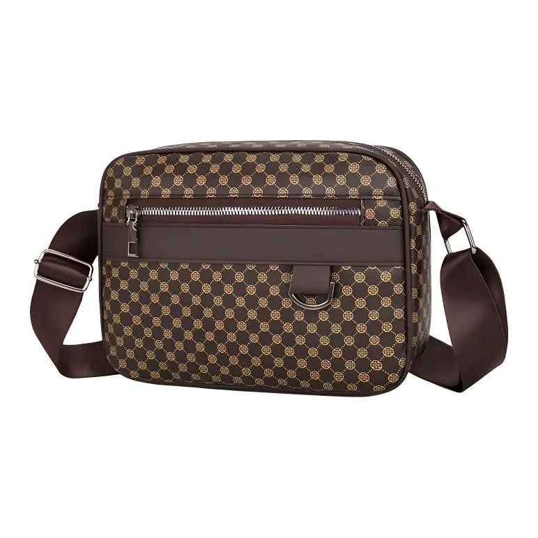 Yalu PU Crossbody Bag Regular Men's Black/Coffee-7