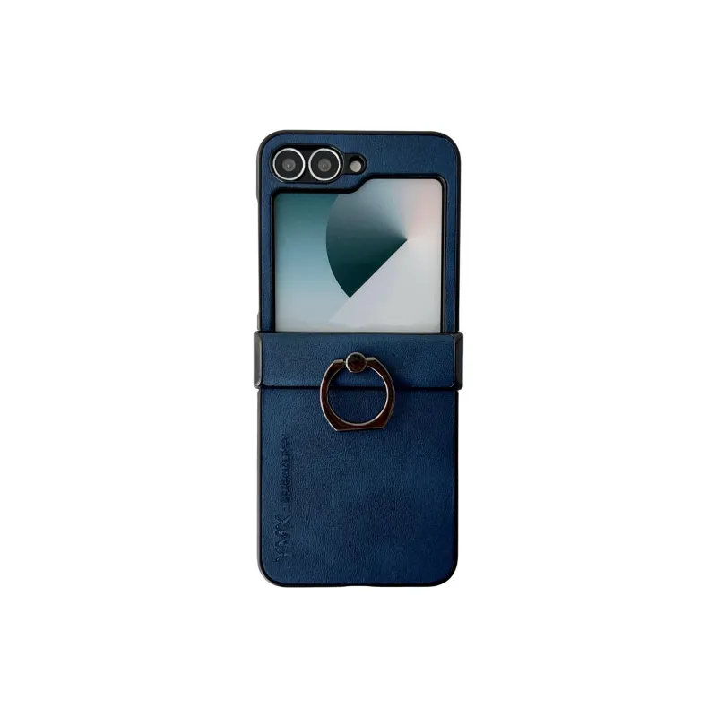 ZHUOJI Small Bull Grain Ring Buckle Material Phone Cases Compatible With Samsung Z Flip 6/Z Flip 5/Z Flip 4/Z Flip 3-2
