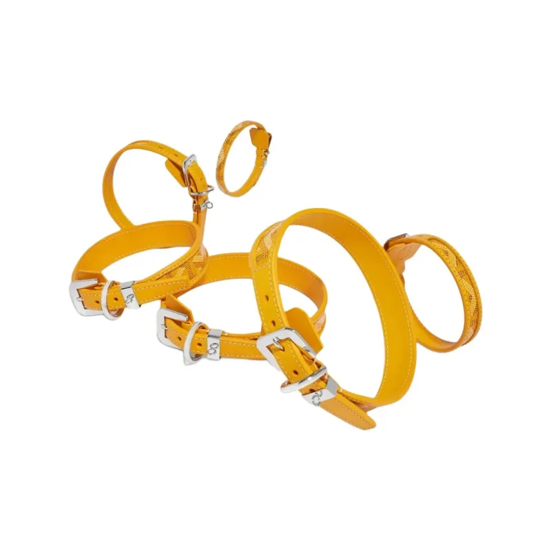 GOYARD Goyardine Canvas With Clamecy Cow Leather Dog's Teeth Collar Bag Accessory Unisex Yellow-2