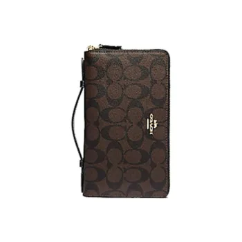 COACH Canvas With Leather Clutch Wallet Men's Brown