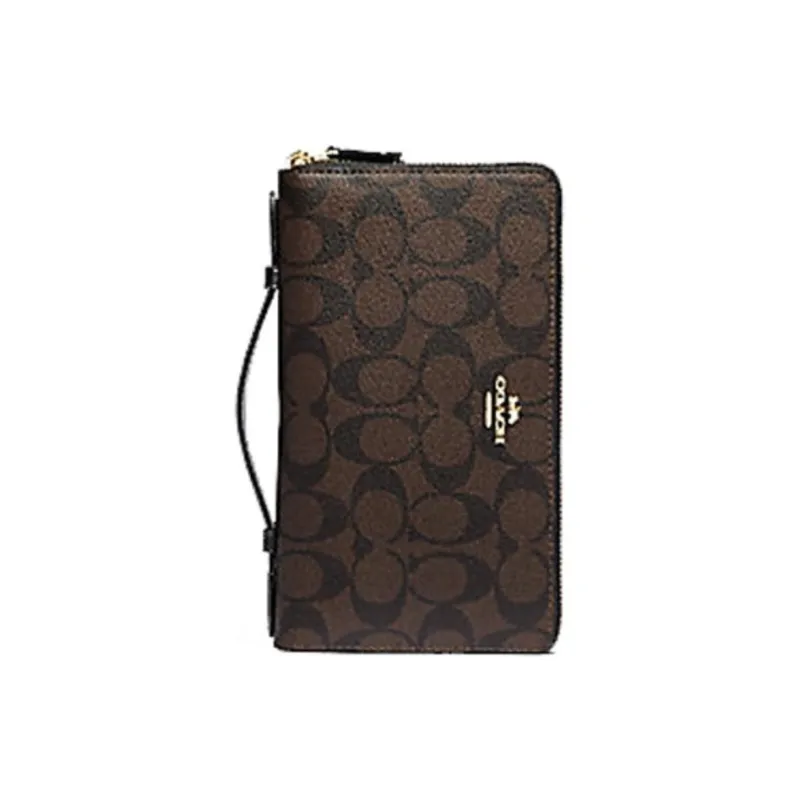 COACH Canvas With Leather Clutch Wallet Men's Brown-0