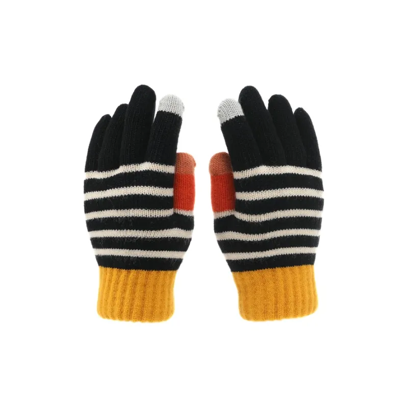 FREE RABBITⅡ Double Layer Warm Thickened And Fleece Lined Touchscreen Knitted Fabric Knit Gloves Unisex-2