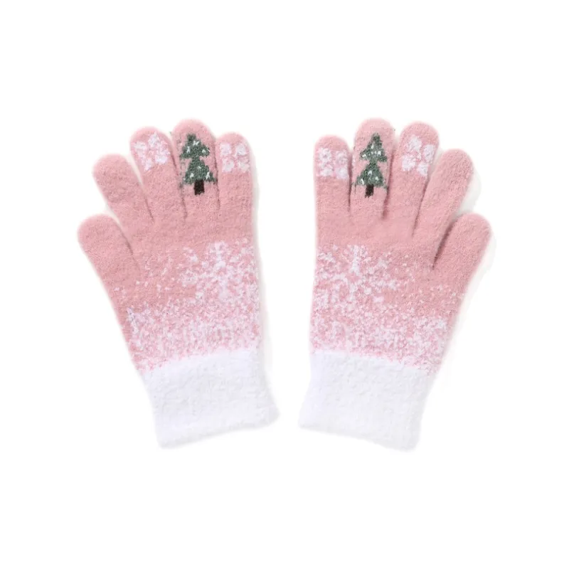 FREE RABBITⅡ Warm And Touch Sensitive Thickened Fleece Lined Knitted Fabric Knit Gloves Unisex-4