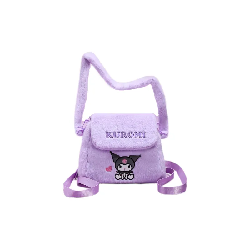 Sanrio HelloKitty/Hello Kitty My Melody Kuromi Polyester Plush Embroidered Backpack Regular Unisex Multicolor-0