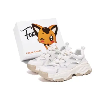 FOXER Cushioning Abrasion Resistant Lightweight Height Increasing Mat Low Top Chunky Sneakers Women's Beige