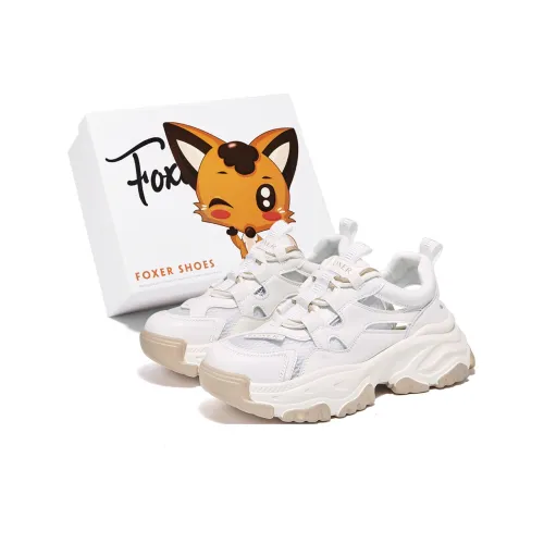 FOXER Cushioning Abrasion Resistant Lightweight Height Increasing Mat Low Top Chunky Sneakers Women's Beige