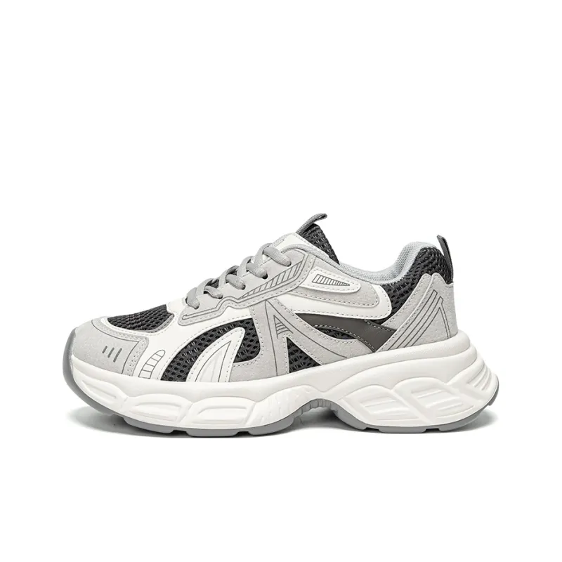 EXULL Q Low Top Chunky Sneakers Women's Black Gray Color-0