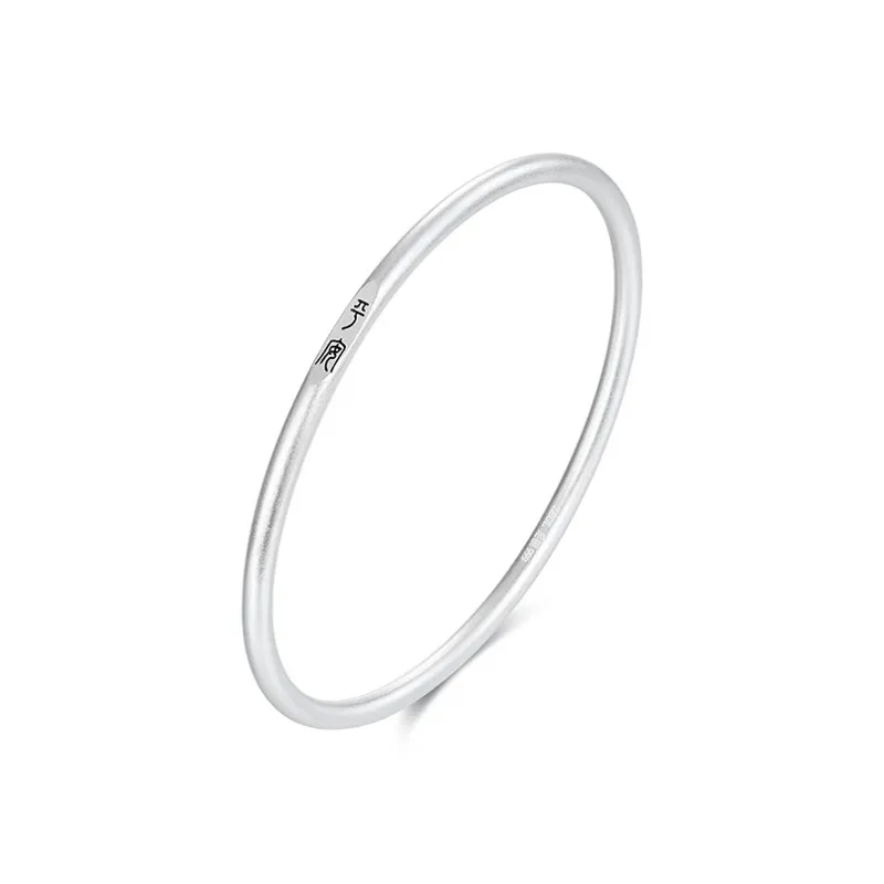Old Fu Gold S999 Fine Silver Sterling Silver Bangle Women's Good Luck-0