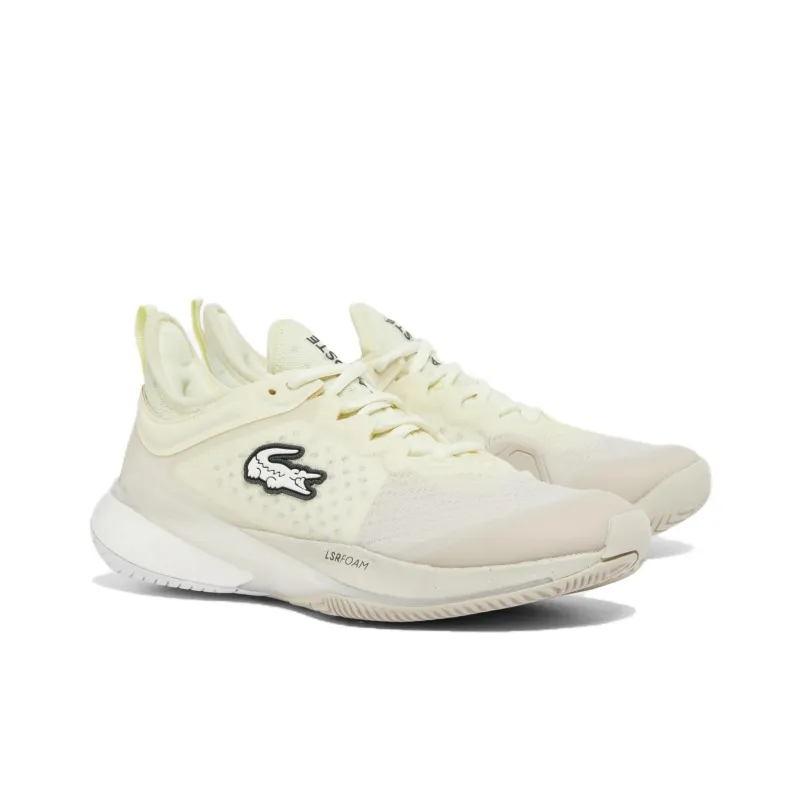 LACOSTE AG LT23 Lite Abrasion Resistant Low Top Tennis Shoes Women's Beige Yellow-1