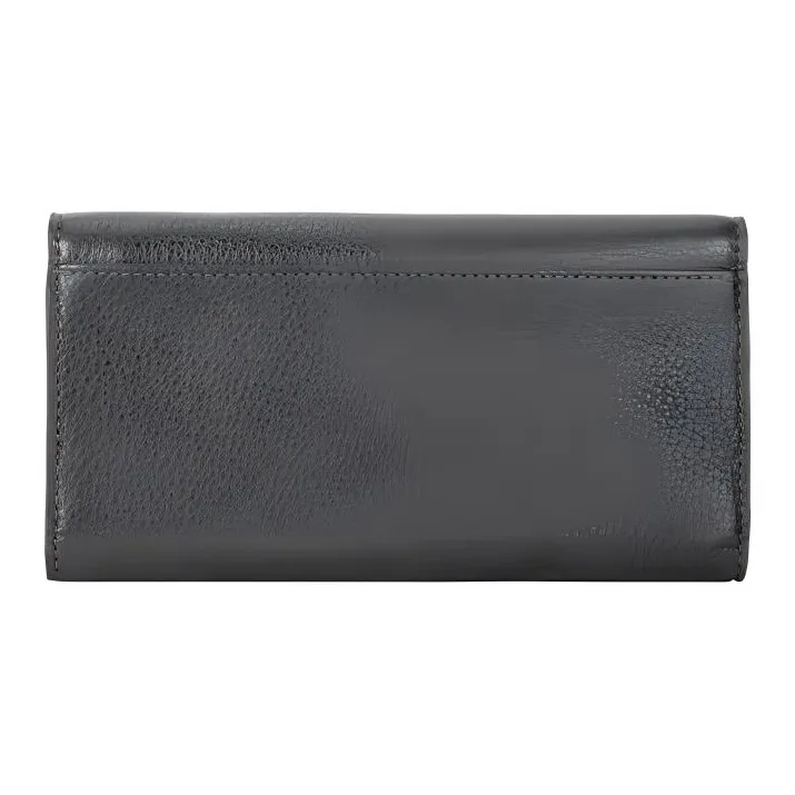 COACH Trifold Wallet Pebbled Leather Wallet Women's Black-1