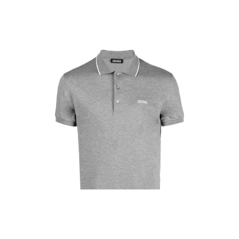 Zzegna Embroidered logo Polo Collar-5