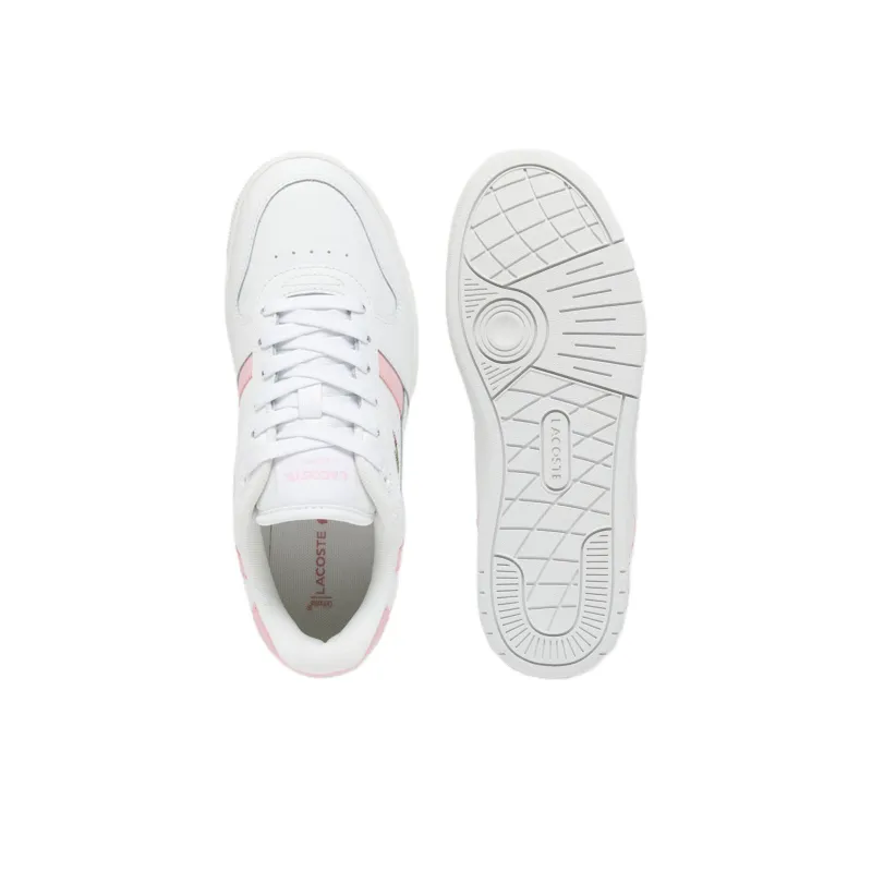 LACOSTE T Clip Low Top Skateboard Shoes Women's White Pink-4