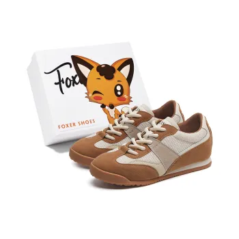 FOXER Cushioning Abrasion Resistant Lightweight Height Increasing Mat Low Top Casual Shoes Women's Beige Brown