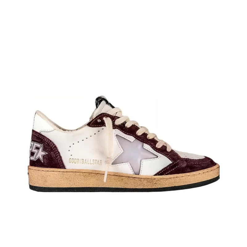Golden Goose Ball Star Low Top Skateboard Shoes Unisex Burgundy-1