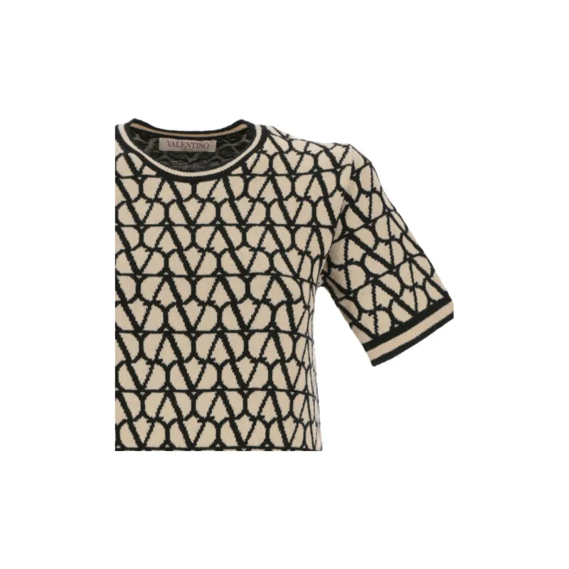 Valentino Pap Monogram Short-Sleeved Midi Dress-2