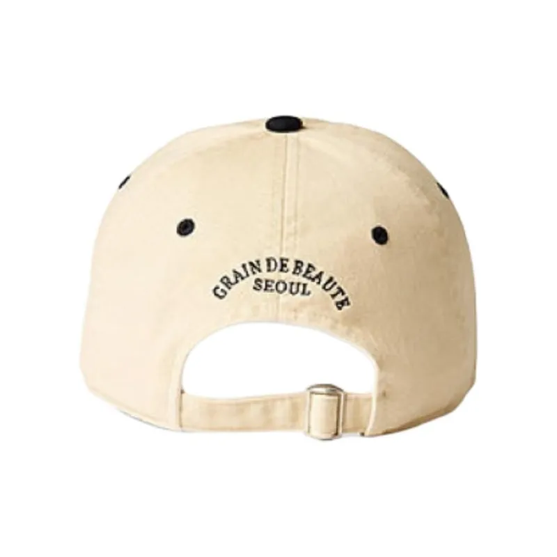 GRAIN DE BEAUTE Cotton Fabric Baseball Caps Unisex Khaki-2
