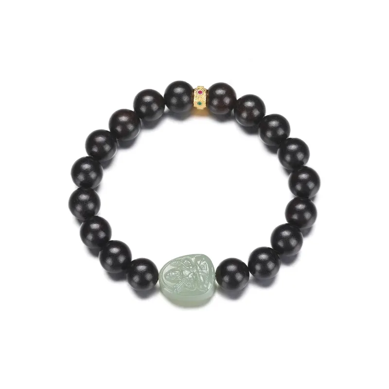Cuiya Golden Building Bracelets Pale Greenish White Jade Unisex-20