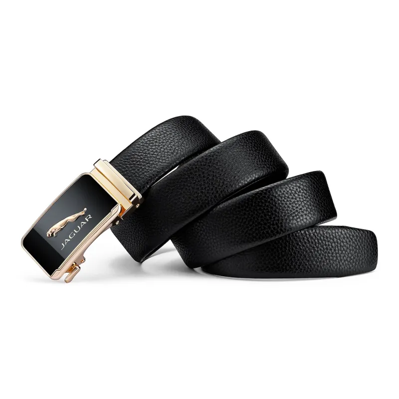 JAGUAR Cow Leather Leather Belts Men's Black 3.55CM-2