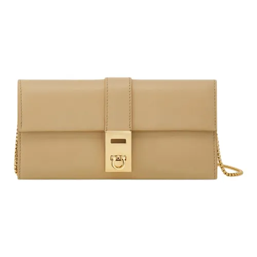FERRAGAMO Calfskin Wallet Women's Beige