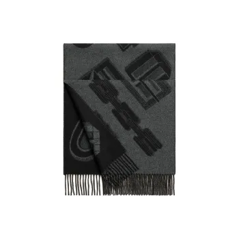 HERMES Cashmere Knit Scarves Men's Black